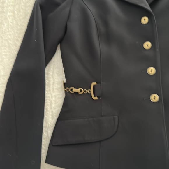 Noviello- Bloom vintage gorgeous dark navy fully lined suit; 2 slits in front - Picture 5 of 12